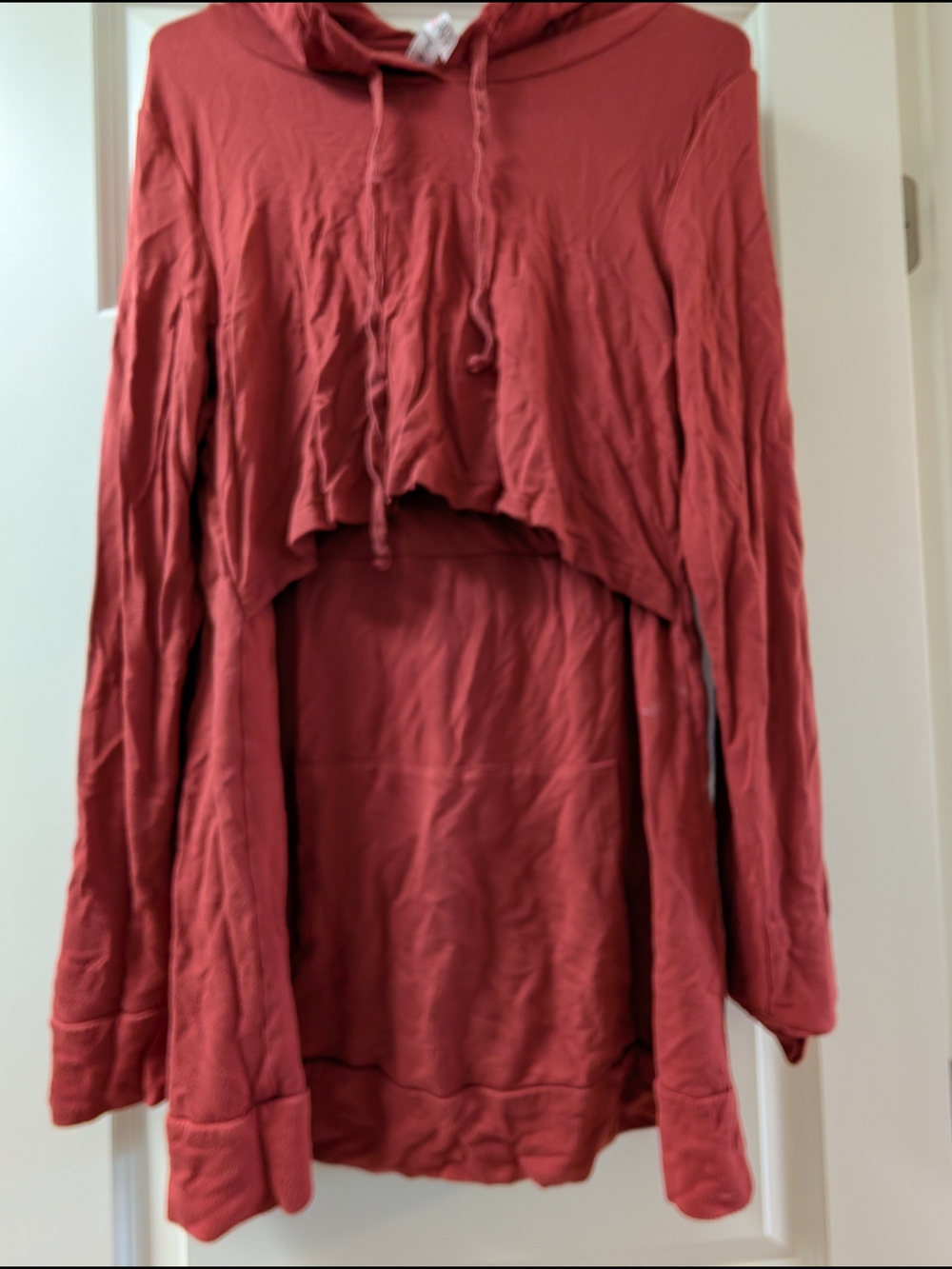 Latched Mama Rust Red Layered High-Low Hoodie